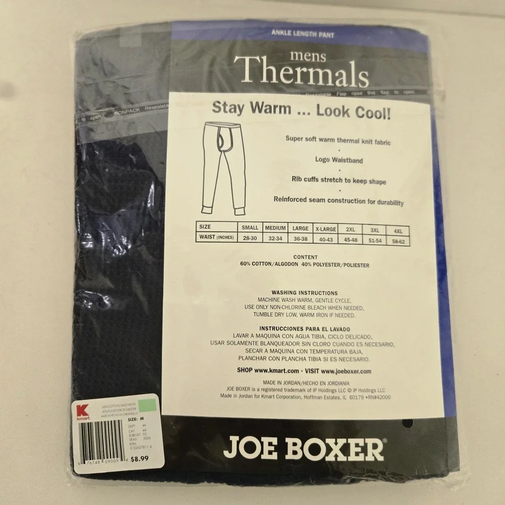 Set of 3 Vintage Joe Boxer Men's Sz M Blue Cream Thermal Pant Ankle Length NEW
